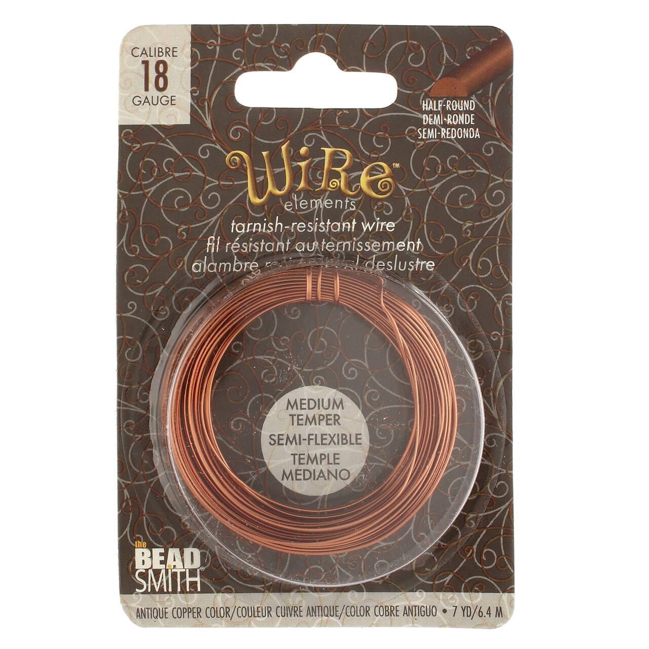 The Beadsmith® Wire Elements™ 18 Gauge Tarnish Resistant Medium Temper Half Round Wire, 7yd.